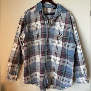 Vintage 90s plaid Mickey Mouse button up